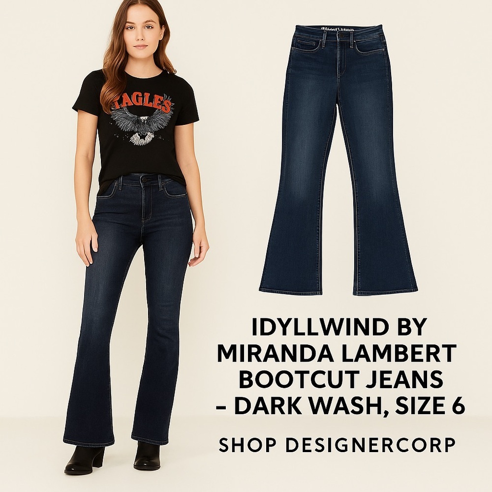 Idyllwind by Miranda Lambert Bootcut Jeans,Dark Wash,Western Chic Denim, Size 6